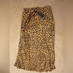 Nasty Gal Cheetah Satin Midi Skirt